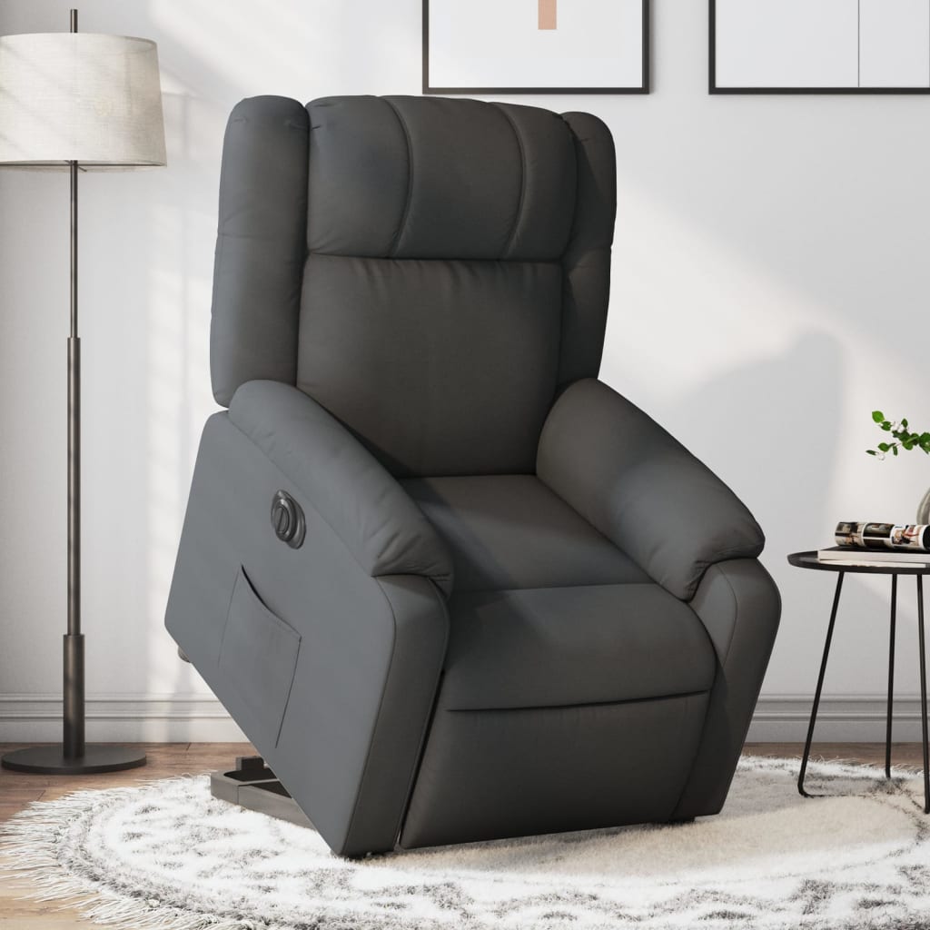 Fotoliu electric rabatabil cu ridicare, gri inchis, textil — imaginea 2