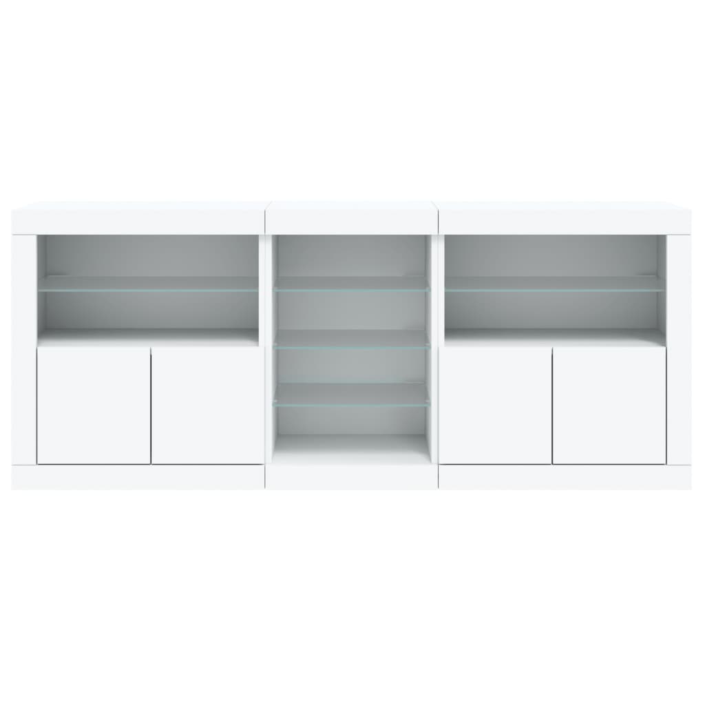 Servanta cu lumini LED, alb, 162x37x67 cm — imaginea 7
