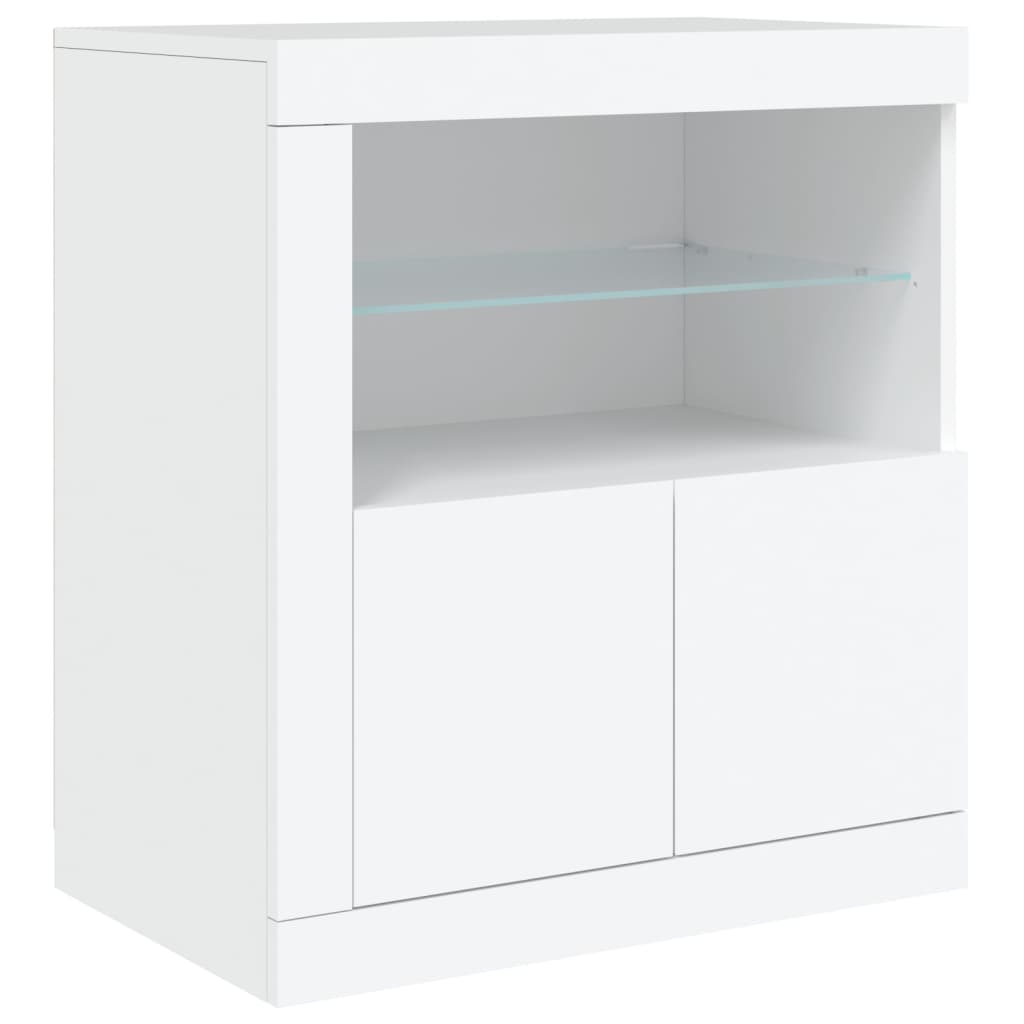 Servanta cu lumini LED, alb, 162x37x67 cm — imaginea 10