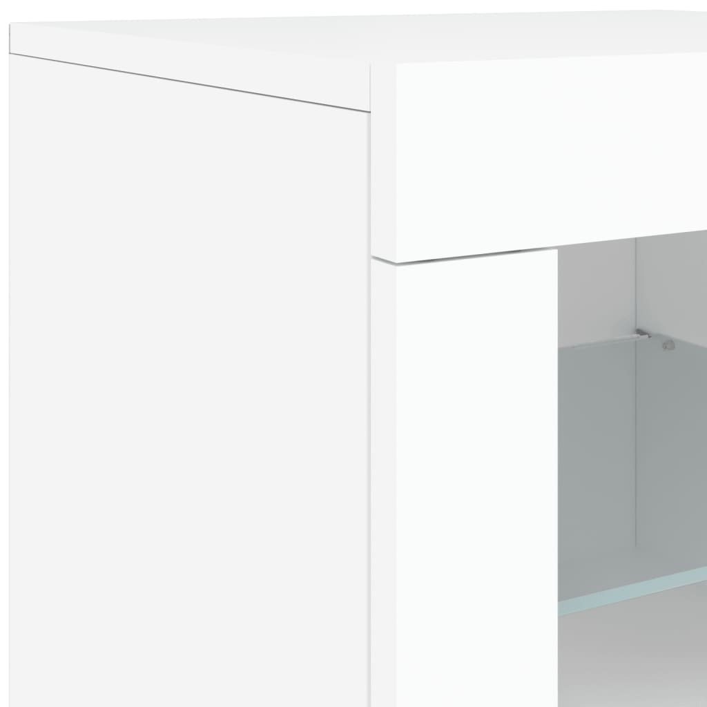 Servanta cu lumini LED, alb, 162x37x67 cm — imaginea 11