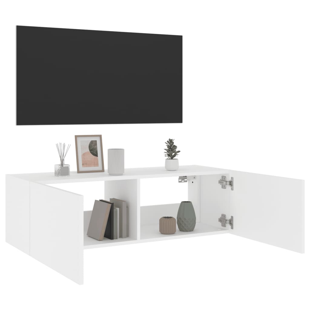 Comoda TV de perete cu lumini LED, alb, 100x35x31 cm — imaginea 8