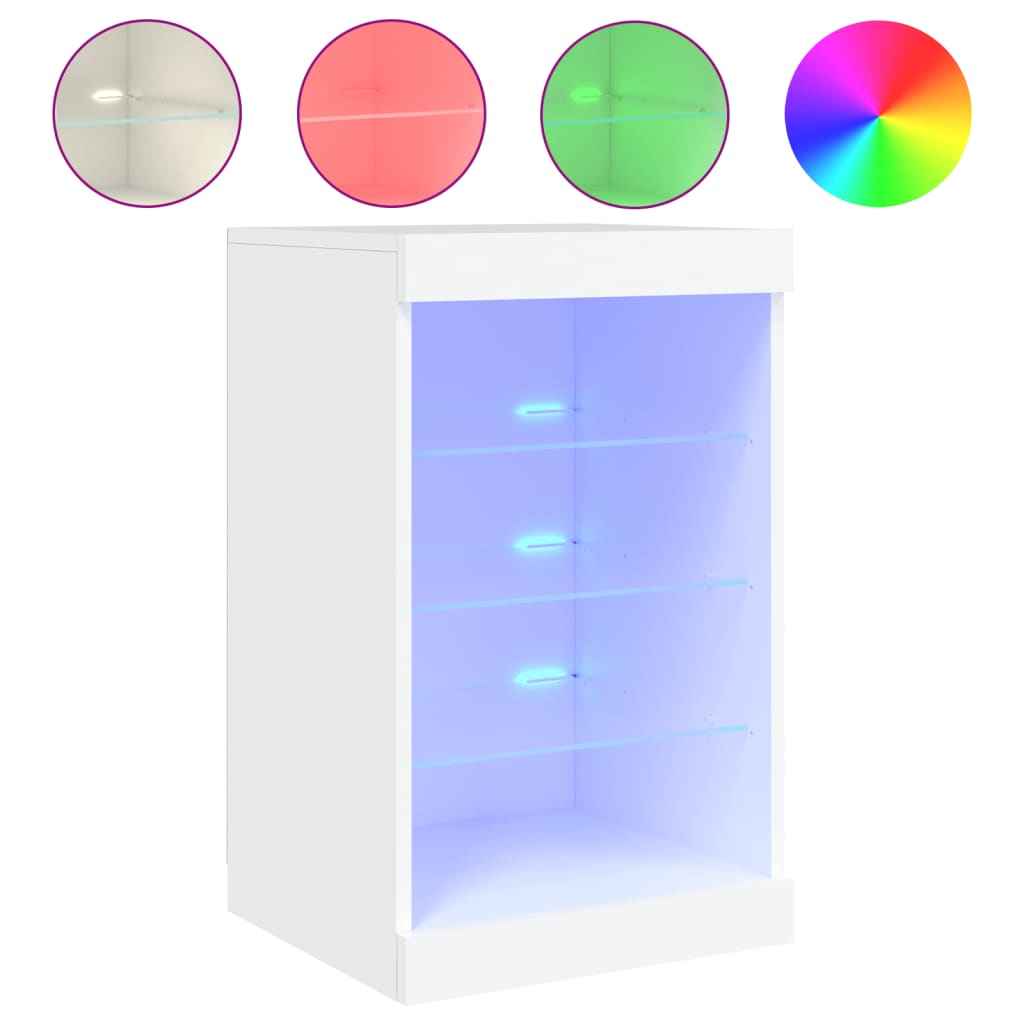 Servanta cu lumini LED, alb, 41x37x67 cm