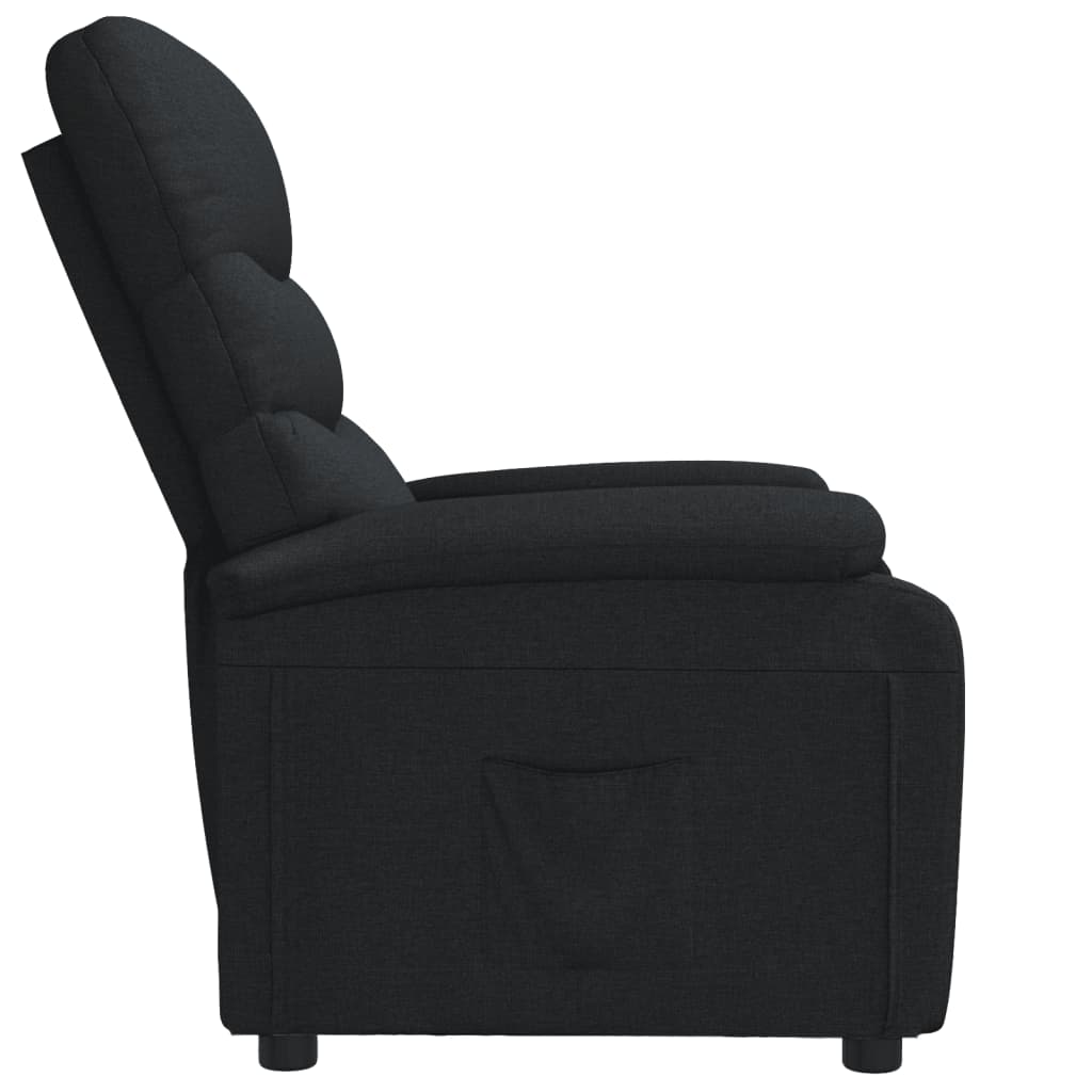 Fotoliu rabatabil, negru, material textil — imaginea 4