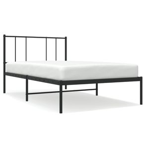 Furniture Cadru de pat metalic cu tablie, negru, 90x190 cm