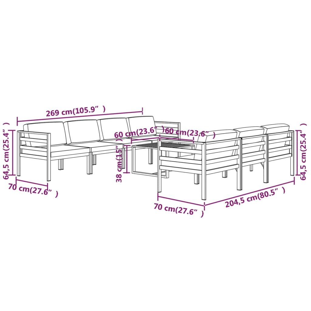 Set mobilier de gradina cu perne — imaginea 9
