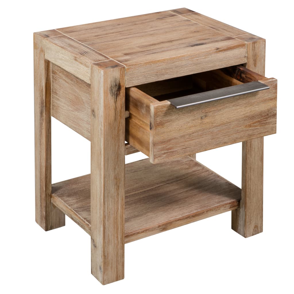 Noptiera cu sertar, 2 buc., 40x30x48 cm, lemn masiv de acacia — imaginea 4