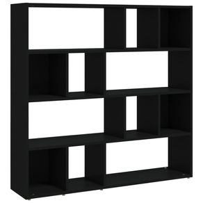 Biblioteca/Separator camera, negru, 105x24x102 cm