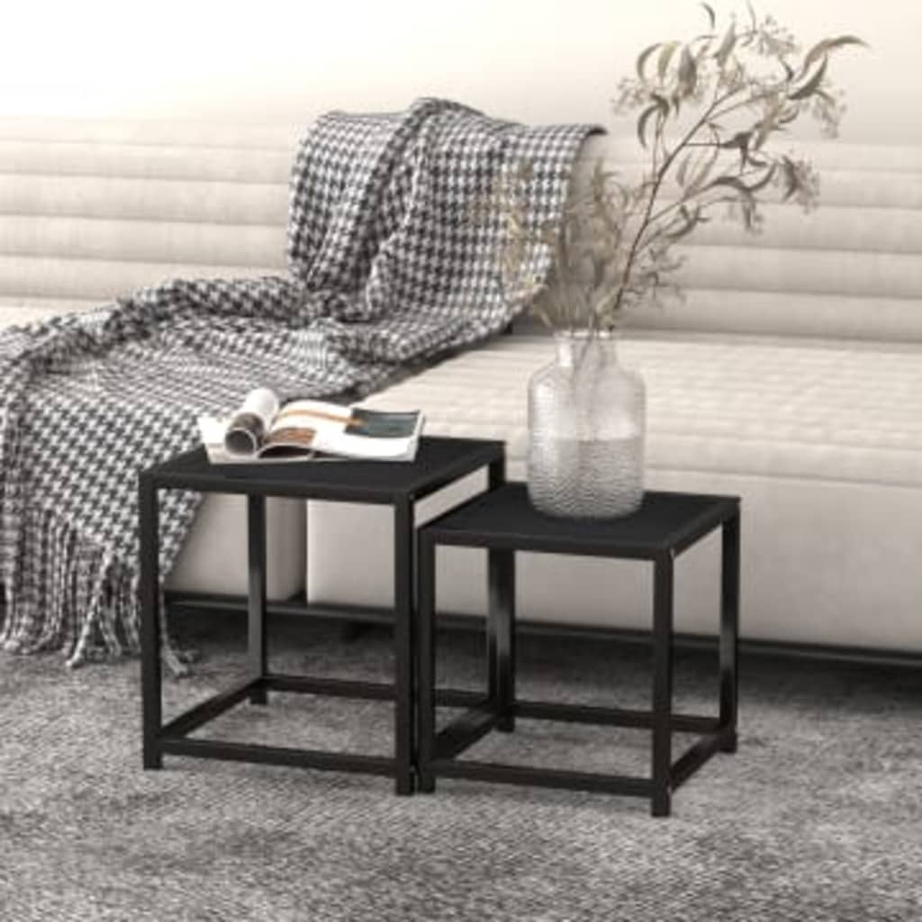 Mese de ceai, 2 buc., negru, MDF — imaginea 2