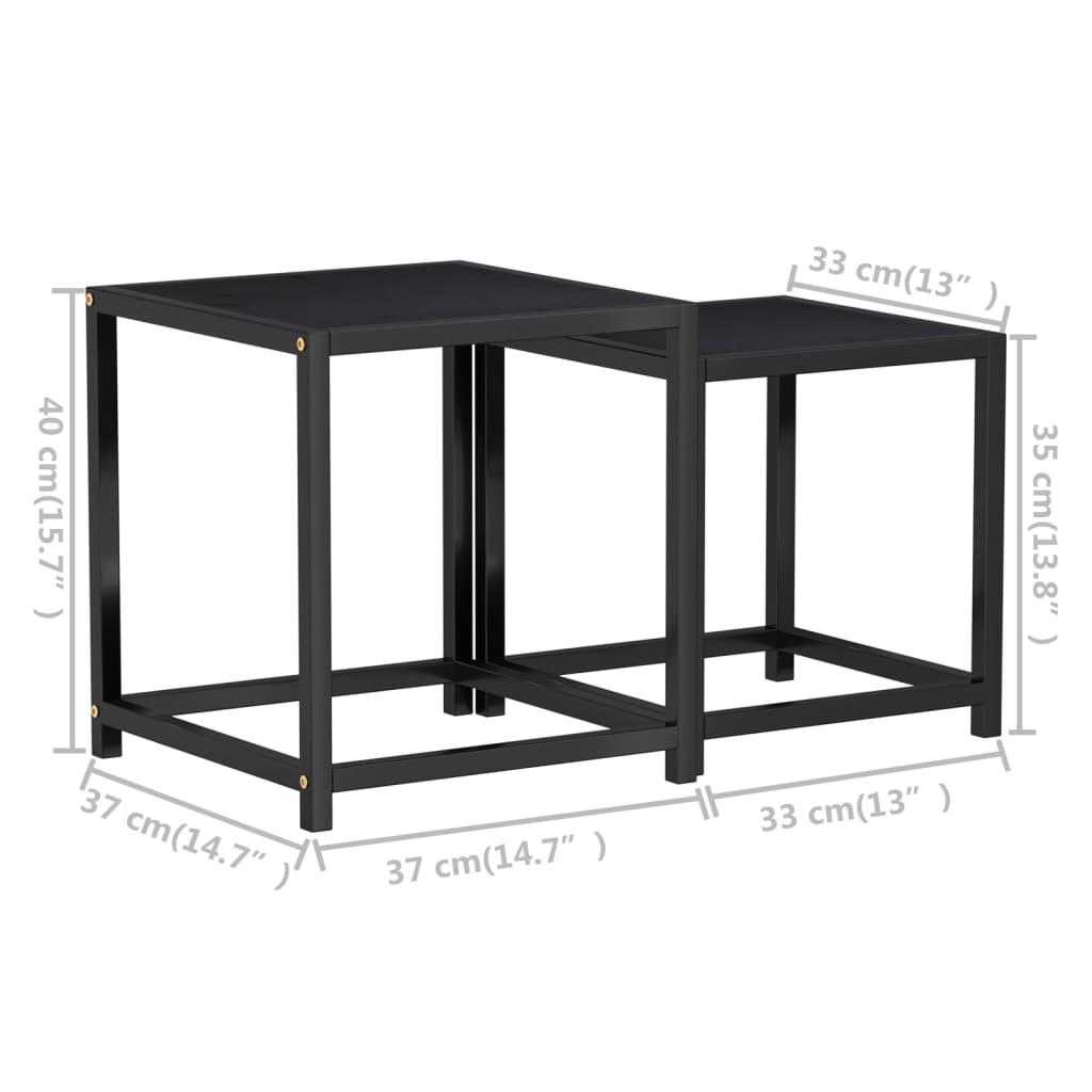 Mese de ceai, 2 buc., negru, MDF — imaginea 7