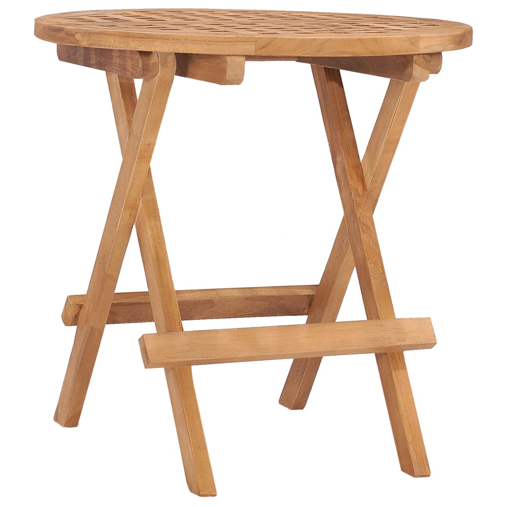 Set mobilier de exterior pliabil, 3 piese, lemn masiv tec, model — imaginea 3