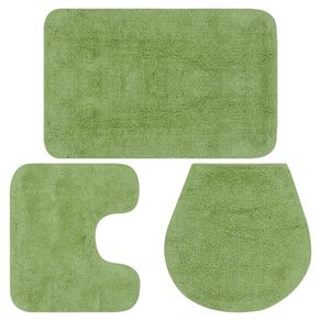 Set covorase baie, 3 piese, verde, textil