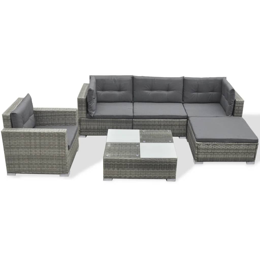 Set mobilier de gradina cu perne, 6 piese