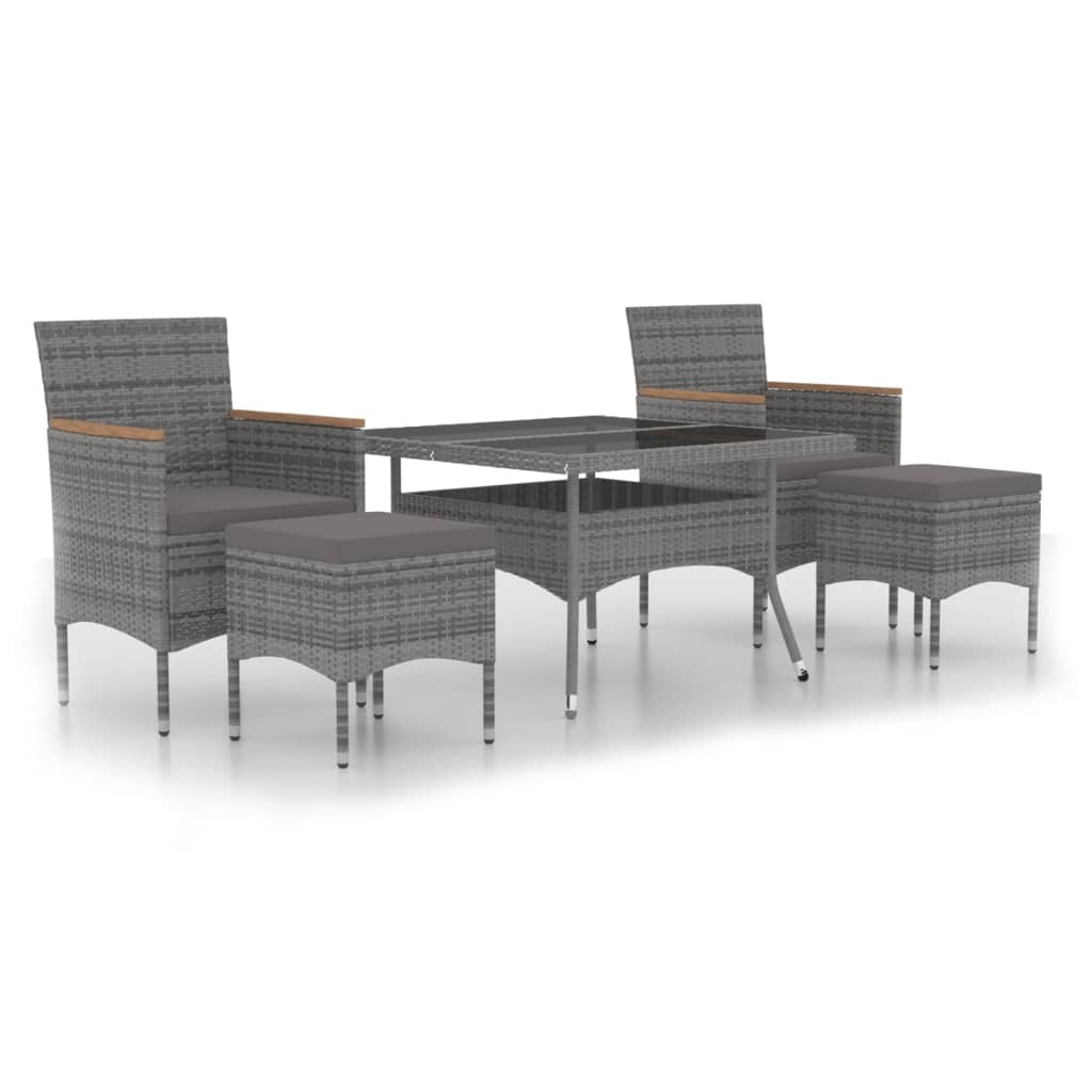 Set mobilier gradina, 5 piese, gri, poliratan