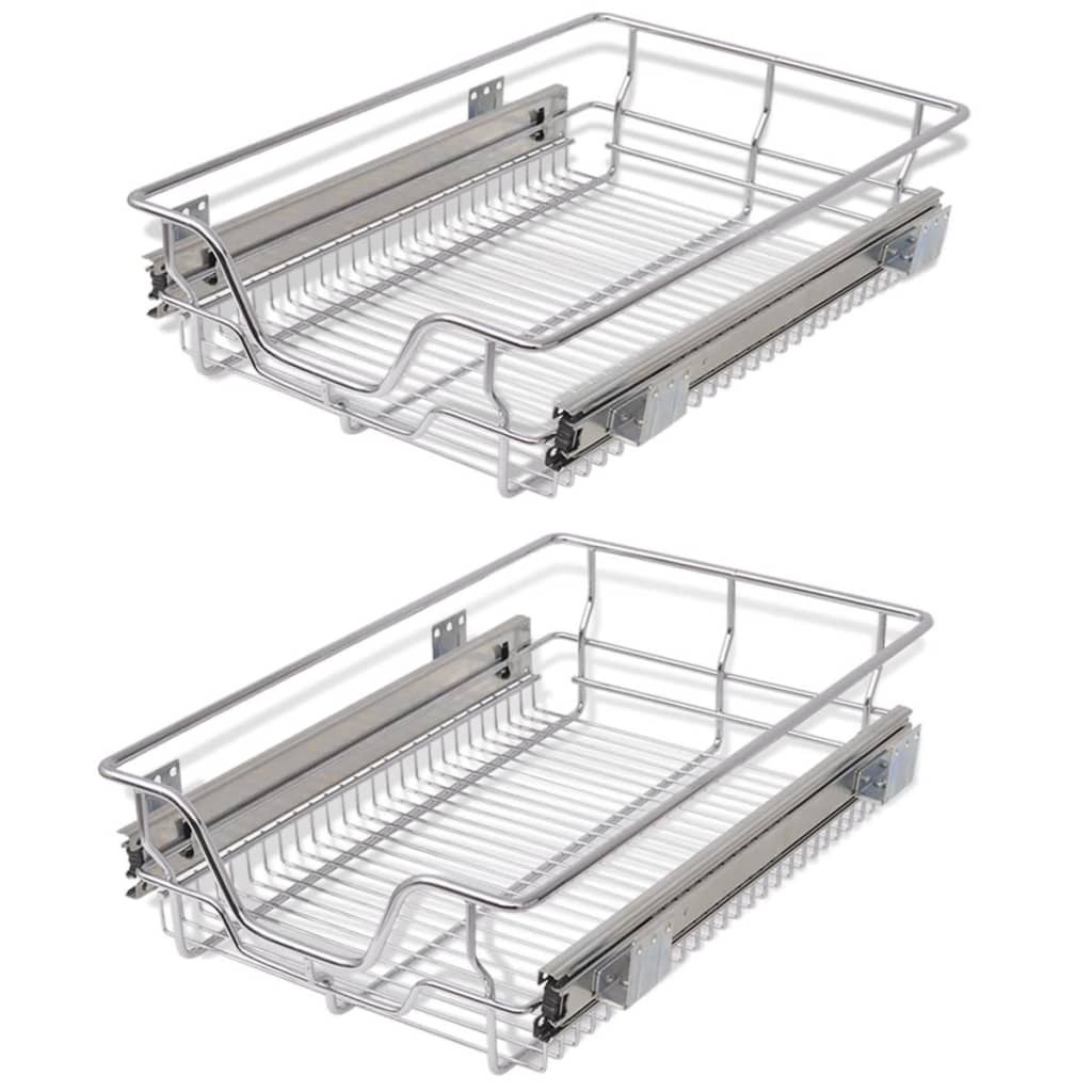 Cos din sarma retractabil, 2 buc., argintiu