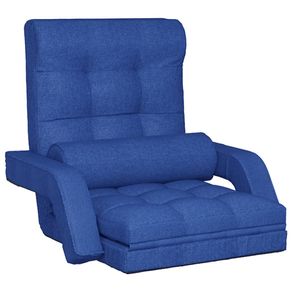 scaun cu toaleta de camera pliabil reglabil Scaun de podea pliabil cu functie de pat, albastru, tesatura