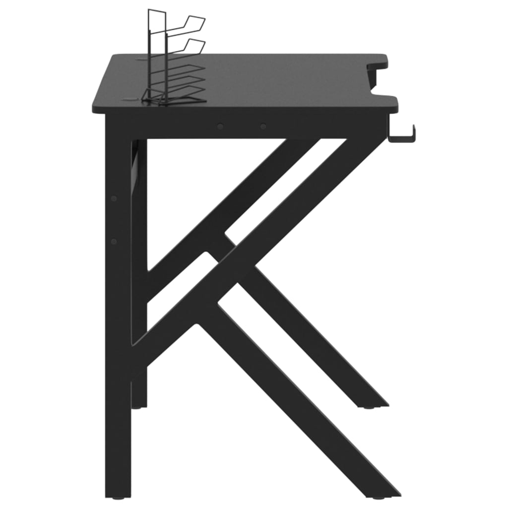 Birou de gaming cu picioare in forma de K, negru — imaginea 4