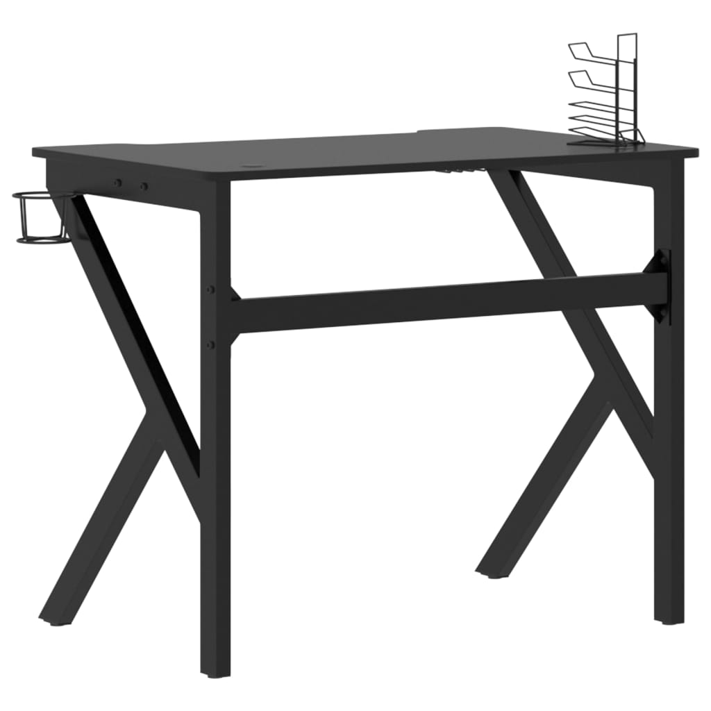 Birou de gaming cu picioare in forma de K, negru — imaginea 5