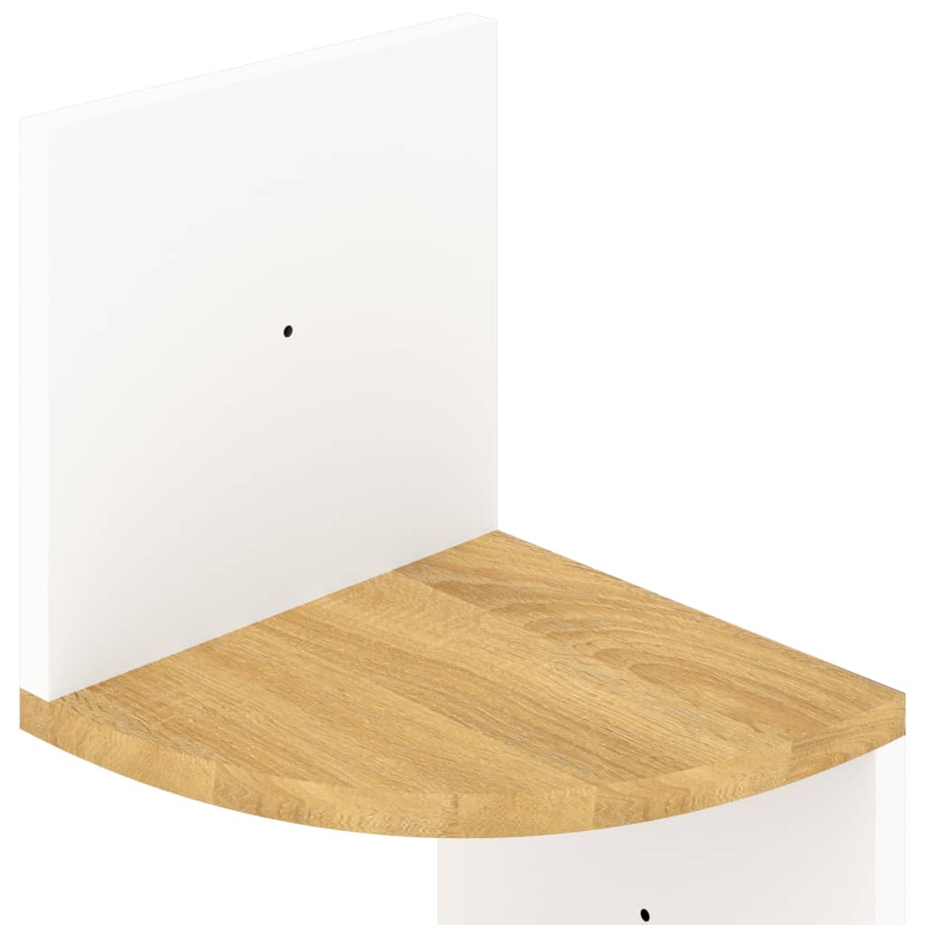 Raft de perete de colt, alb/sonoma, 19x19x123cm, lemn prelucrat — imaginea 6