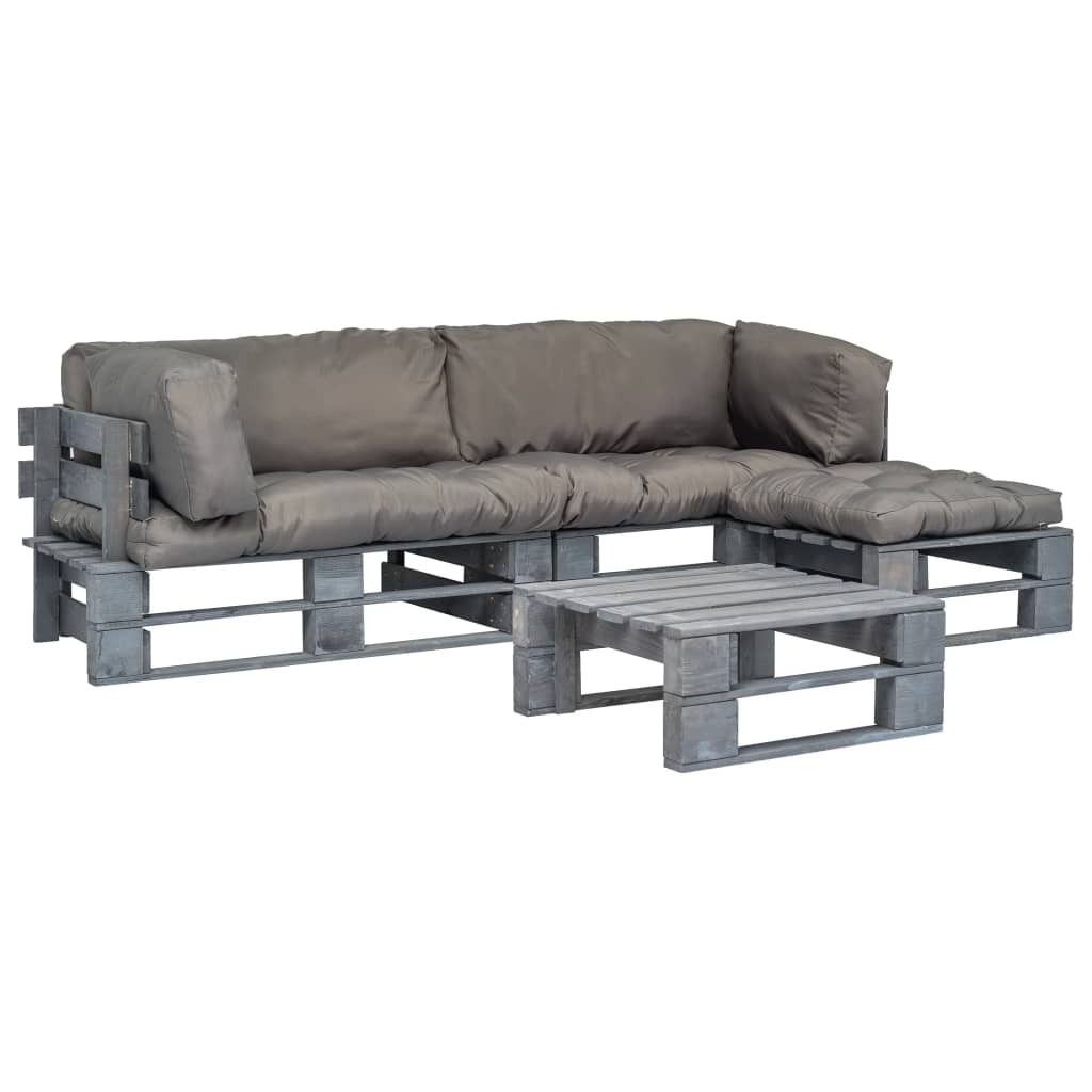 Set mobilier de gradina din paleti perne nisipii