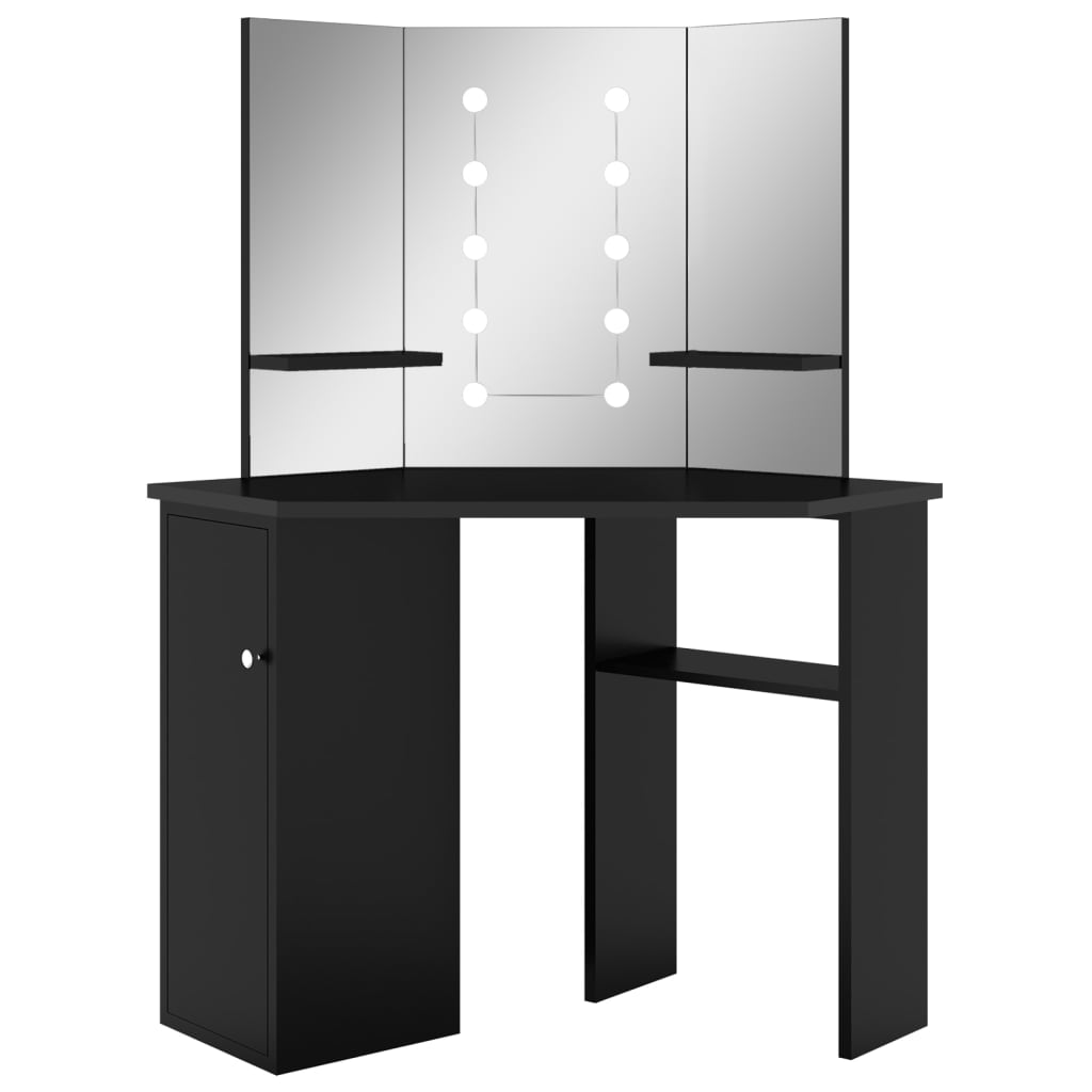 Masa pentru machiaj de colt cu lumini LED