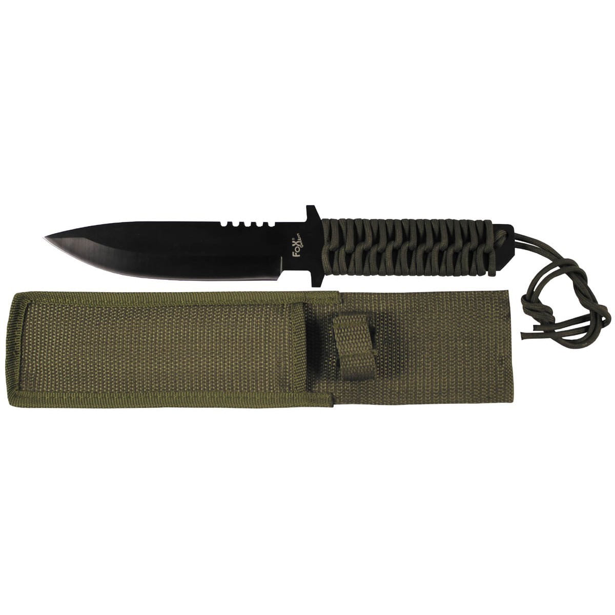 Cutit full tang lama 16 cm black blade cu teaca Fox Outdoor