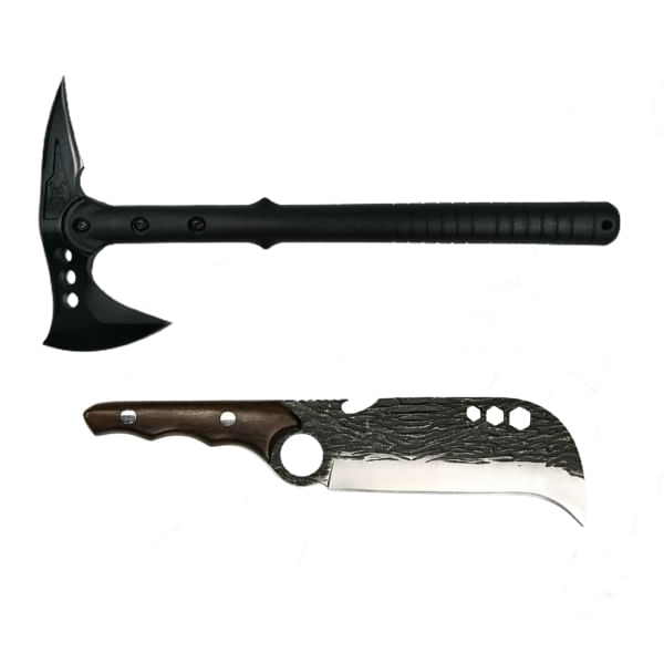 Set Topor , Pirate Skull, 39 cm si Cutit japonez Claw Blade, 27 cm,   IdeallStore®, teaca inclusa