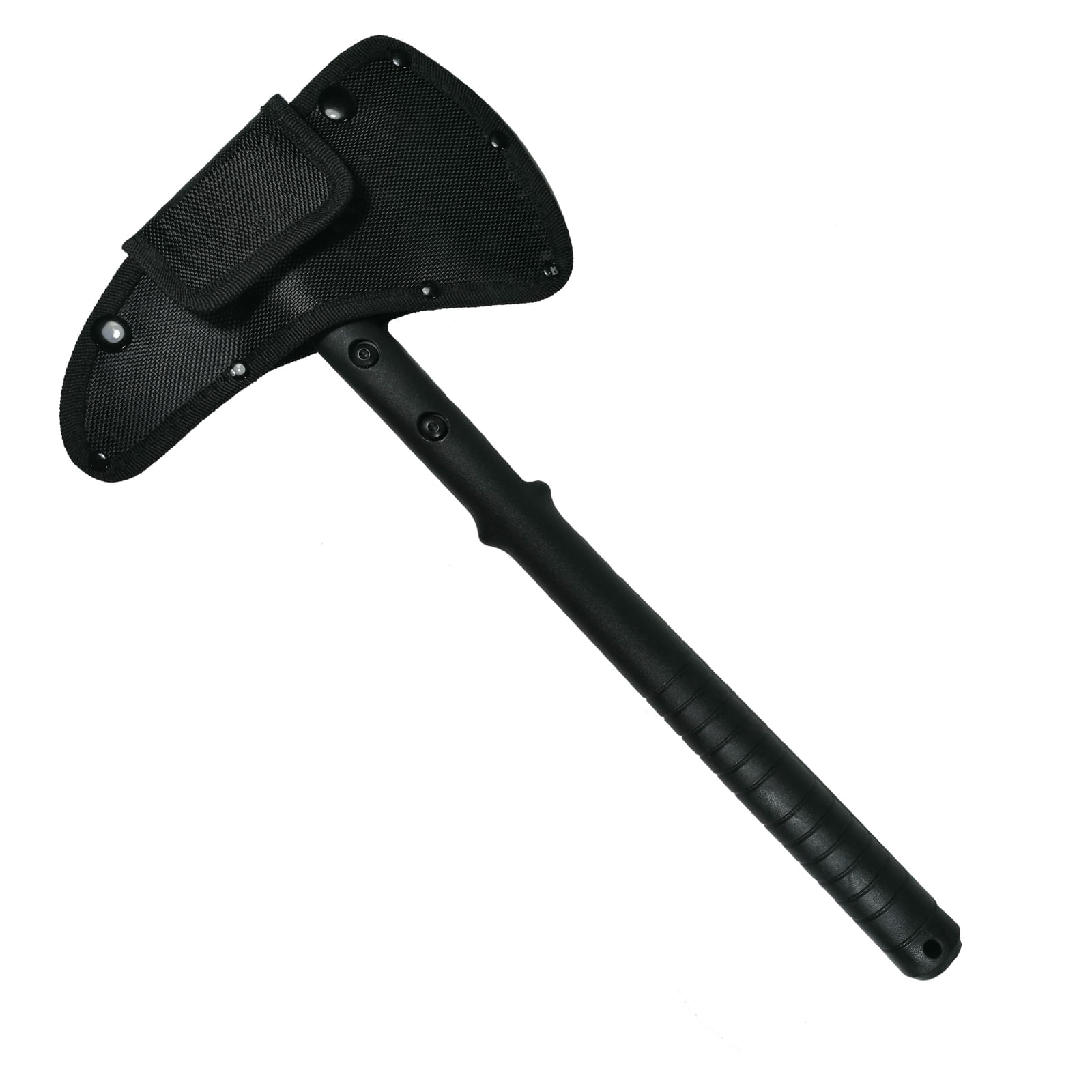 Set doua Topoare Survivor, otel inoxidabil, IdeallStore®, negru, 39 cm, teaca inclusa