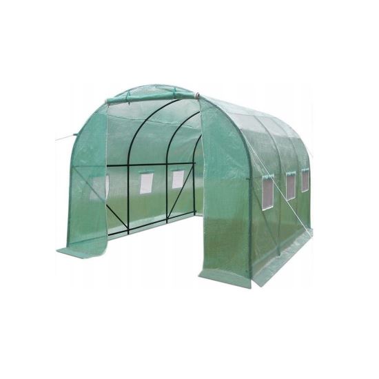 Sera de gradina, tip tunel, 6 ferestre, cadru metalic, folie PE + PP, 2 x 3.5 x 2 m, Chomik