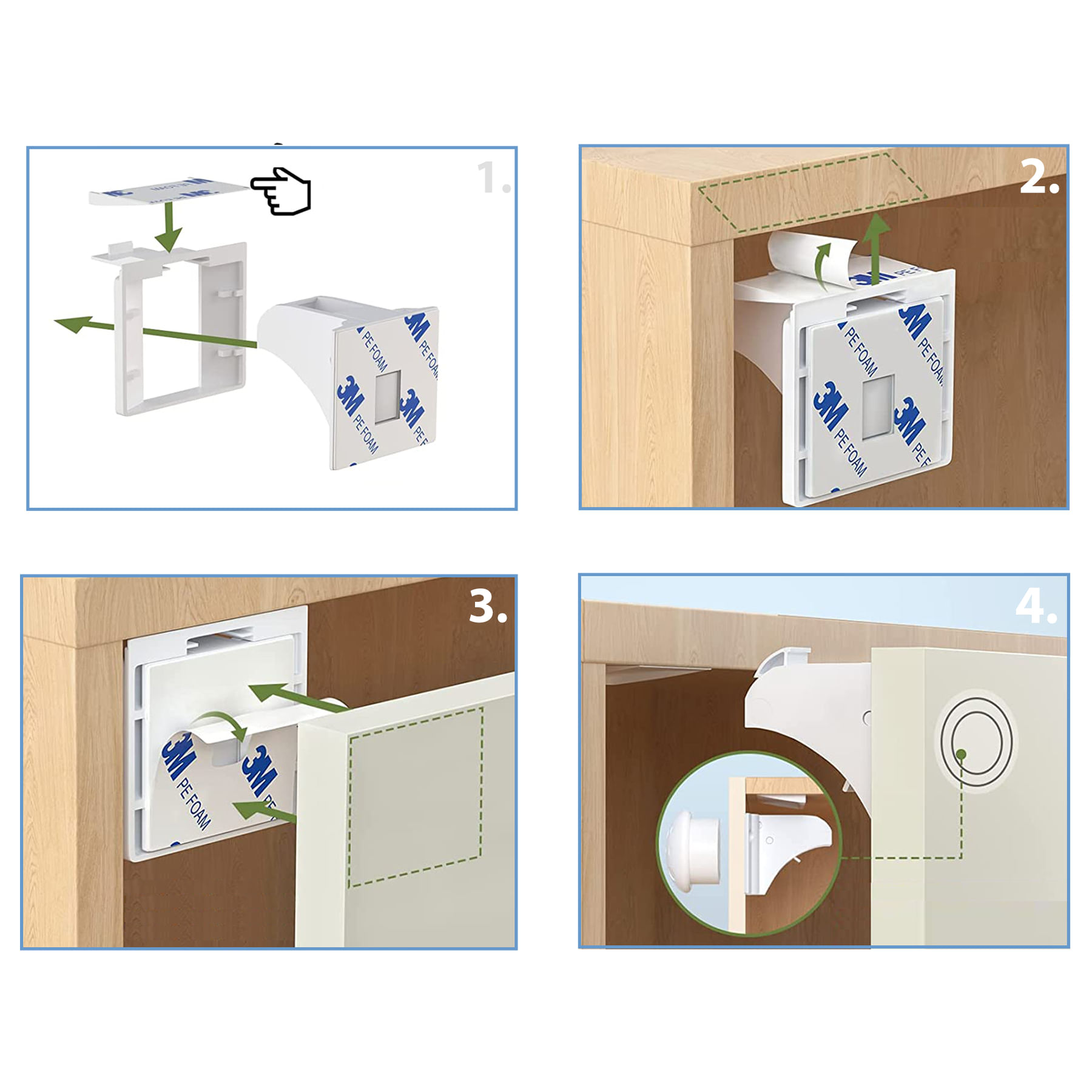 Set 4 protectii magnetice pentru usi de dulapuri si sertare, SIPO Baby Safety - 2 | YEO
