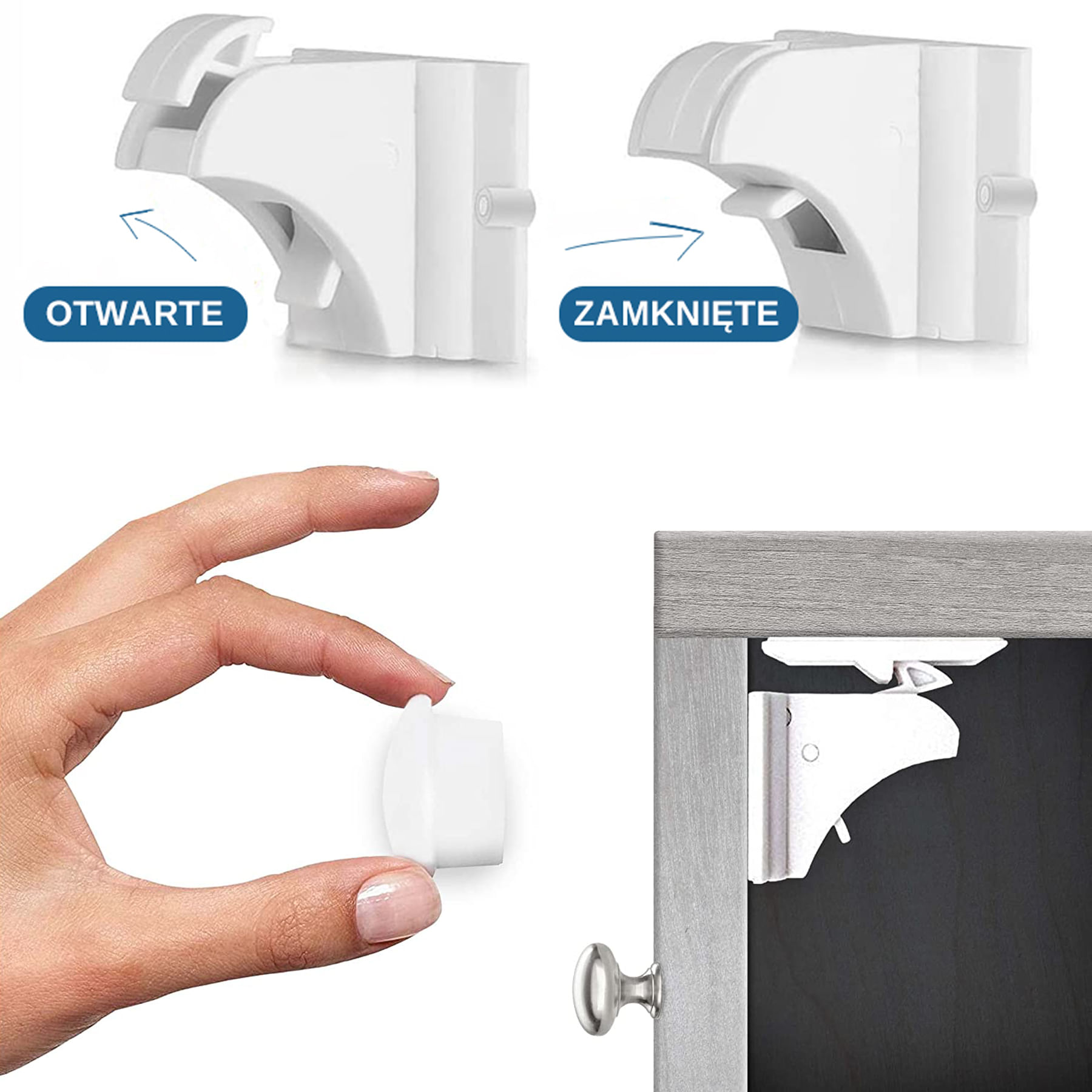 Set 4 protectii magnetice pentru usi de dulapuri si sertare, SIPO Baby Safety - 3 | YEO