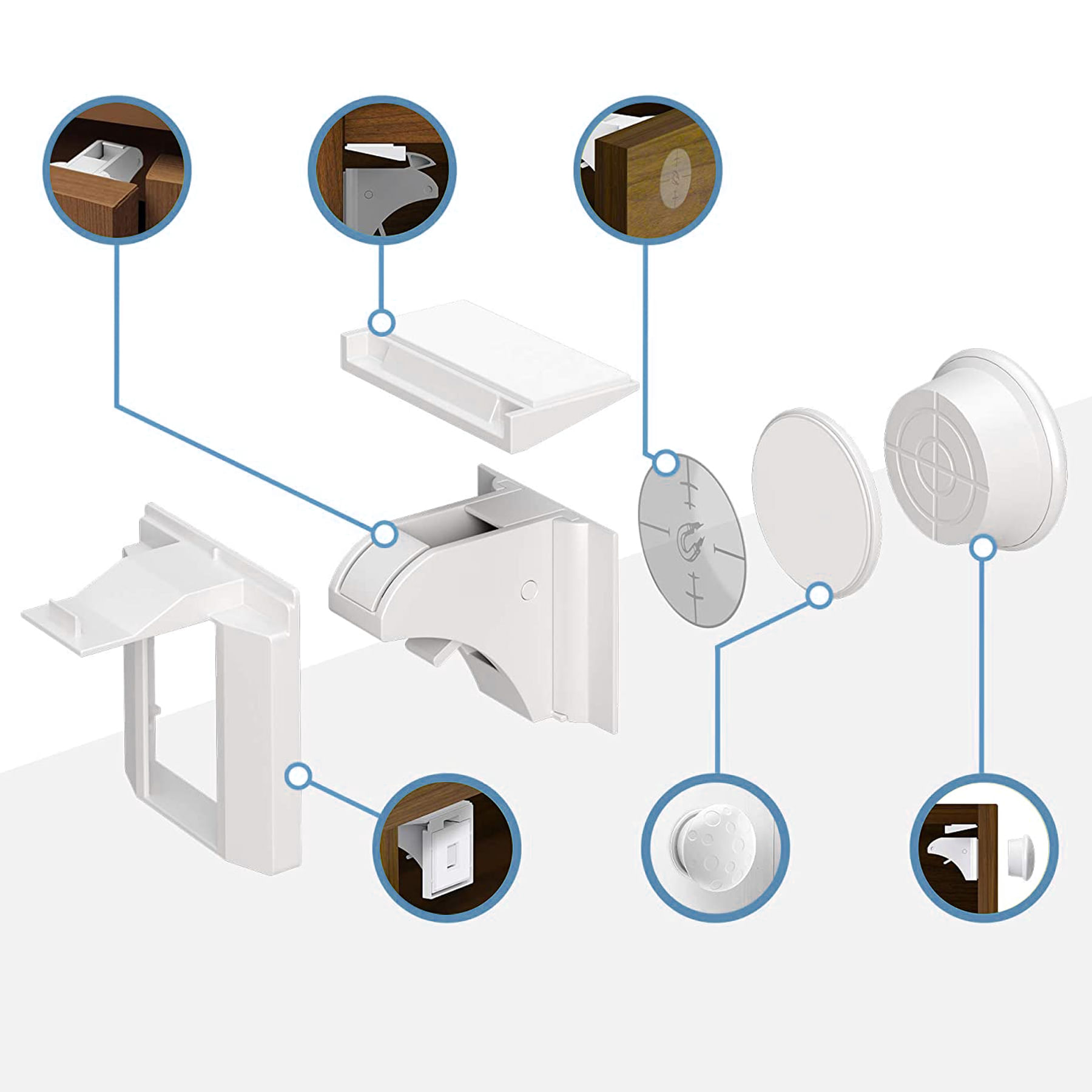 Set 4 protectii magnetice pentru usi de dulapuri si sertare, SIPO Baby Safety - imagine 5