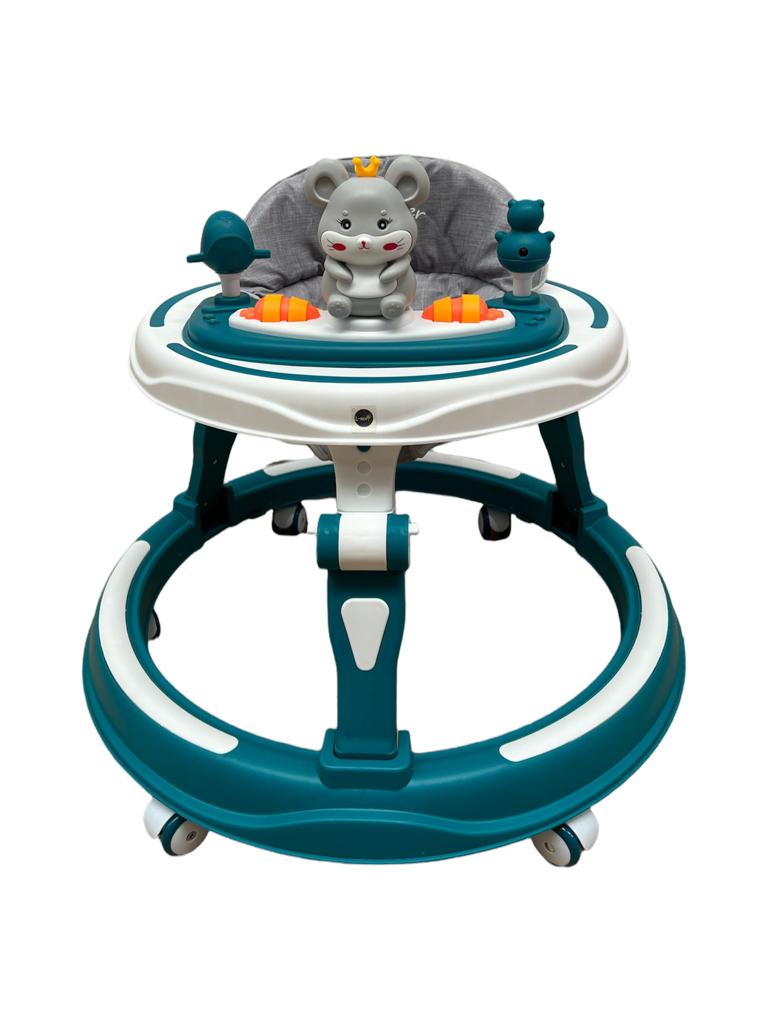 Premergator, Go Kart ,3 in 1, roti din silicon, muzical, cu salteluta si control parental, +6 luni, verde - 1 | YEO