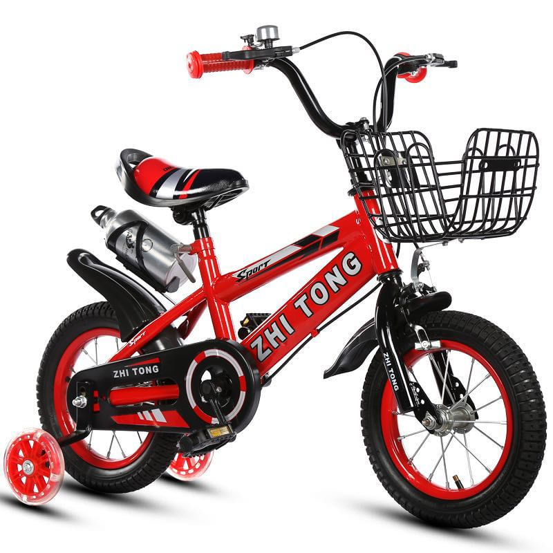 Bicicleta GooKart Sport rosie 16 inch , 4-7 ani, roti ajutatoare silicon, aparatoare si cos ,suport si bidon de ,sonerie