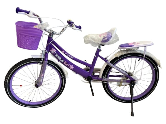 Bicicleta Go Kart Diamon No1 20 inch , 5-9 ani, aparatoare noroi, sonerie, portbagaj si cos pentru jucarii, mov