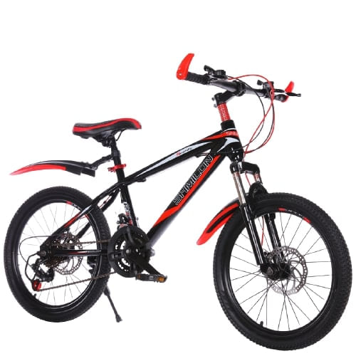 Bicicleta 20 inch Go Kart Shim 2, frana disc, 7 viteze, 7-10 ani, negru cu rosu - 3 | YEO
