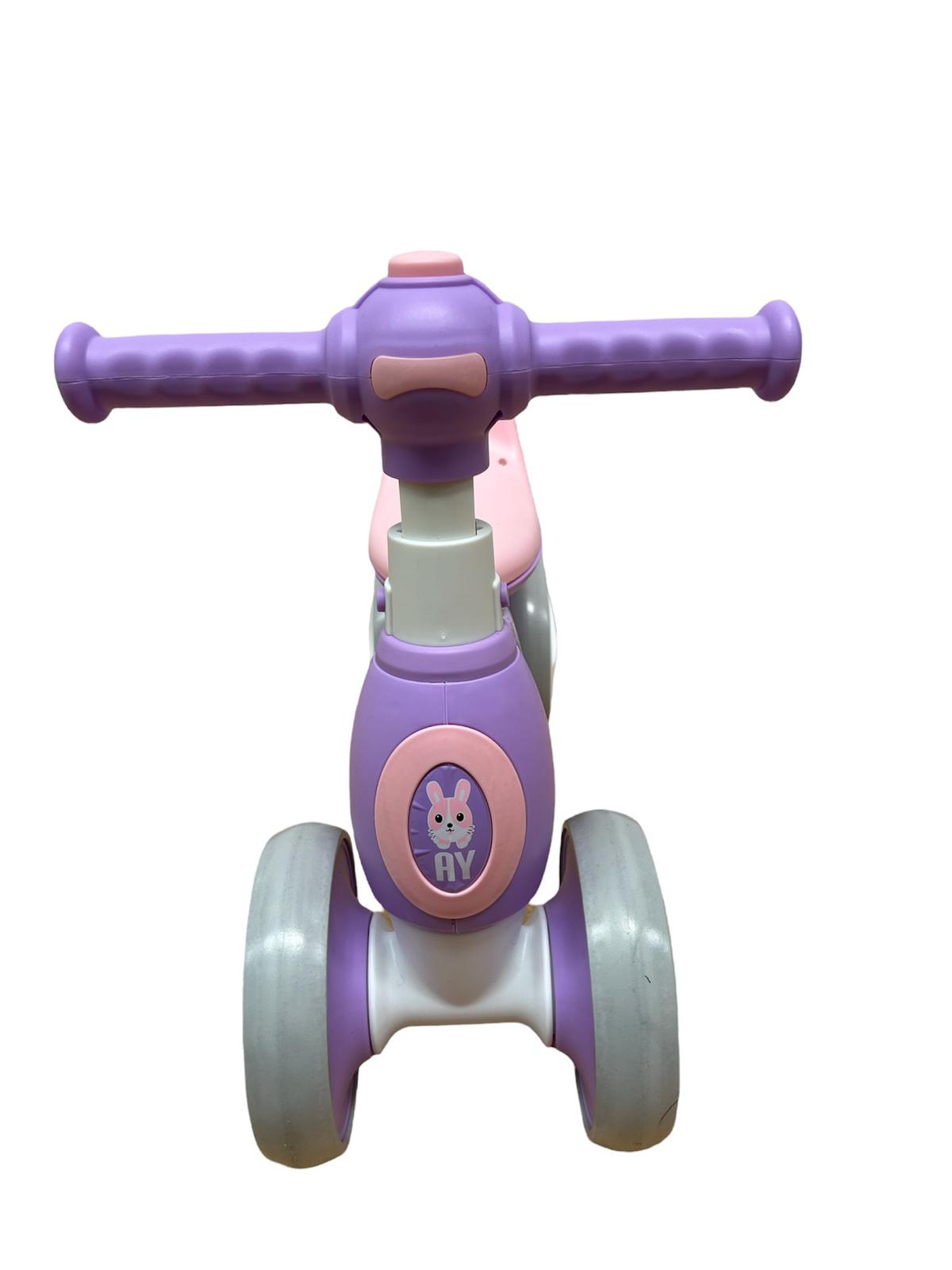 Bicicleta Go Kart fara pedale cu roti silentioase Bunny, pentru copii, mov, cu lumini si baloane de sapun - 1 | YEO