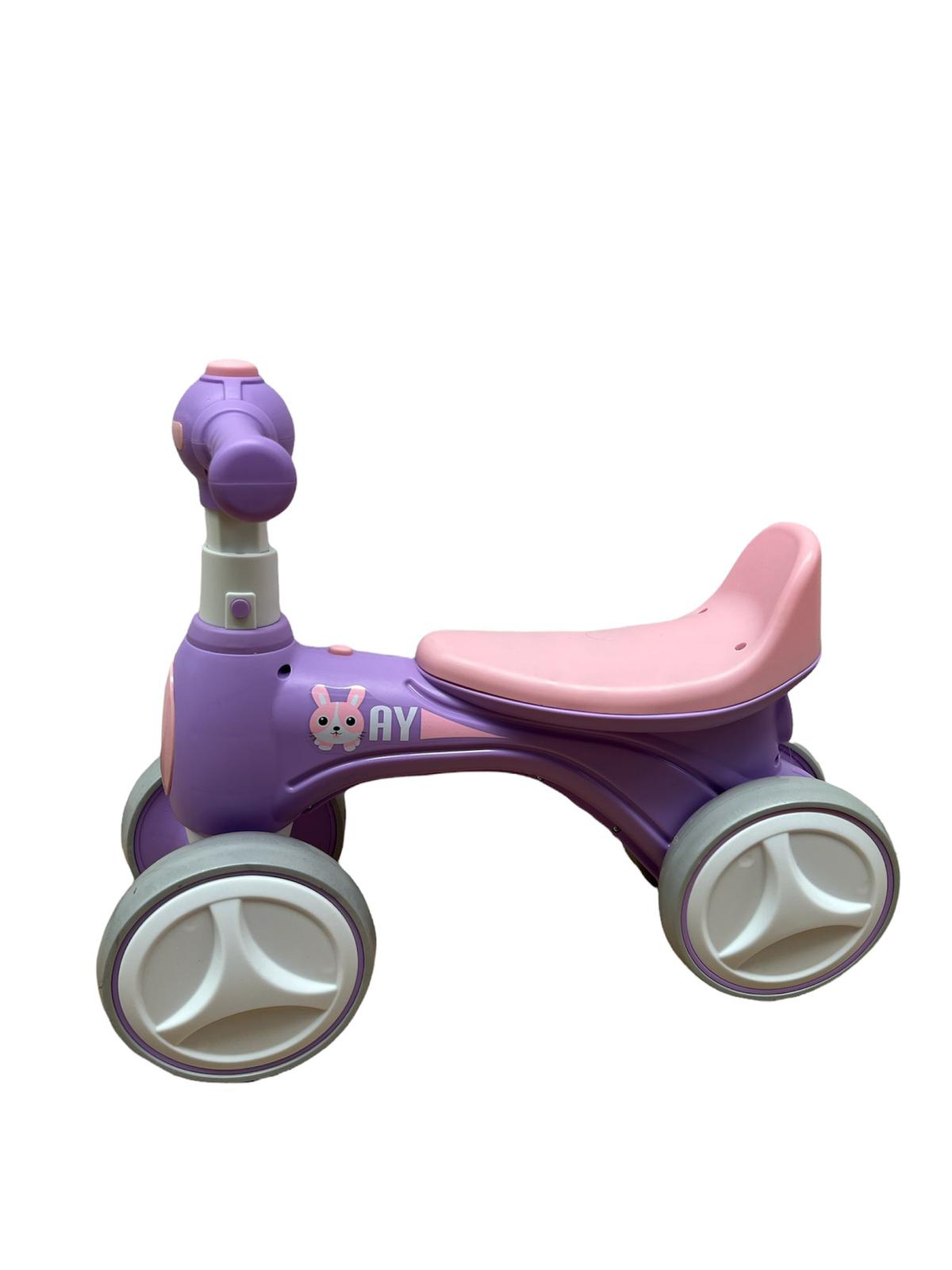 Bicicleta Go Kart fara pedale cu roti silentioase Bunny, pentru copii, mov, cu lumini si baloane de sapun - 2 | YEO