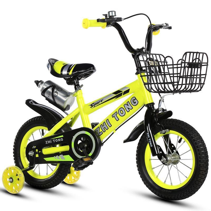 Bicicleta Go Kart 18 inch Sport 4-8 ani,roti ajutatoare silicon,aparatoare,cos suport bidon,sonerie,galben - 4 | YEO