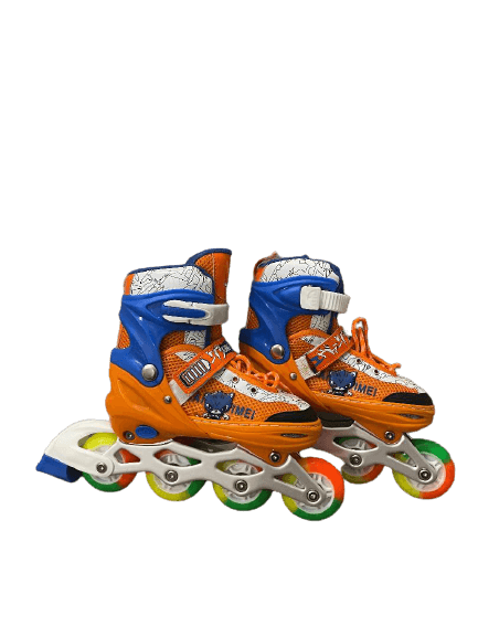 Set role Go Kart Colors pentru copii,marime M (34-36) ,roti silicon, casca protectie, genunchiere ,cotiere,portocaliu - 1 | YEO