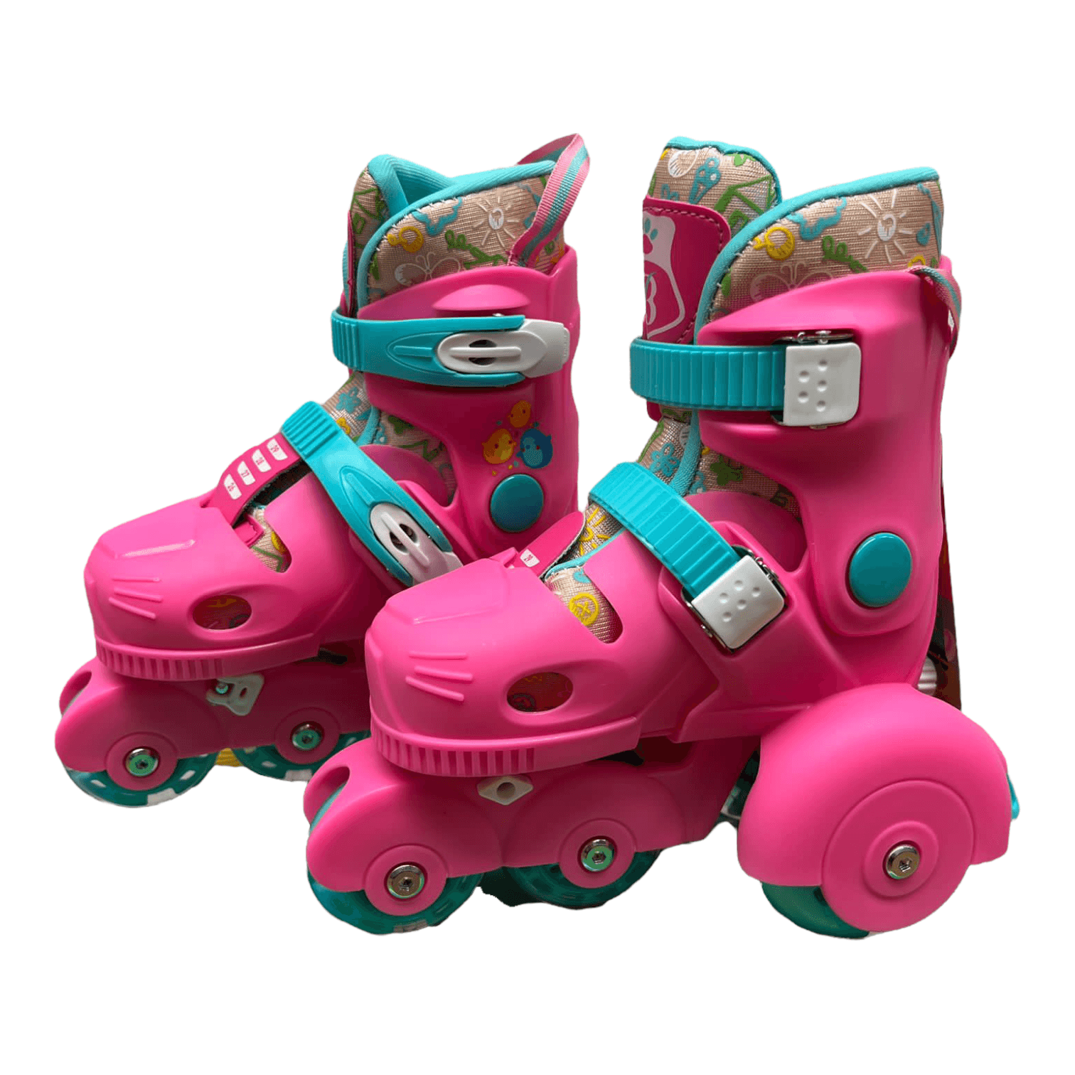 Role Go Kart Bia pentru fete,cu casca, cotiere si genunchiere, masuri reglabile 26 - 29, roz
