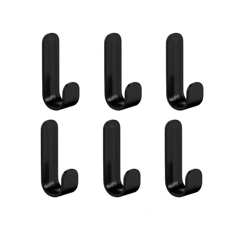 Cuier Autoadeziv din Otel Inoxidabil Multifunctional Tip Agatatoare Glixicom 6 Bucati Negru — imaginea 3