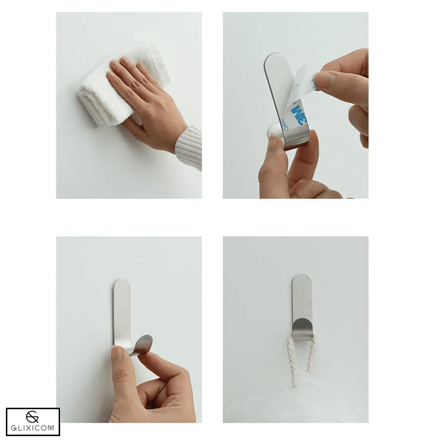 Cuier Autoadeziv din Otel Inoxidabil Multifunctional Tip Agatatoare Glixicom 6 Bucati Negru — imaginea 4