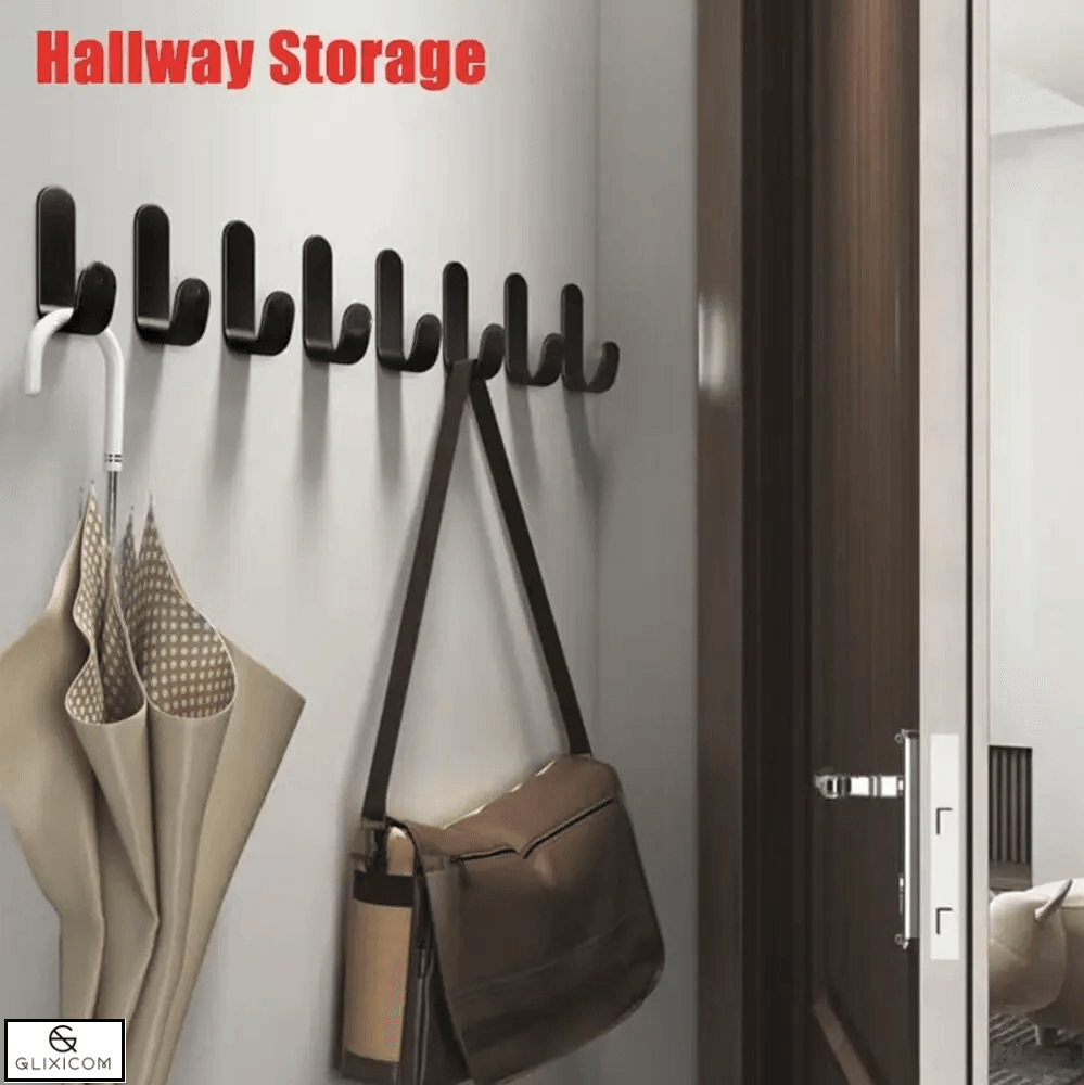 Cuier Autoadeziv din Otel Inoxidabil Multifunctional Tip Agatatoare Glixicom 6 Bucati Negru — imaginea 10