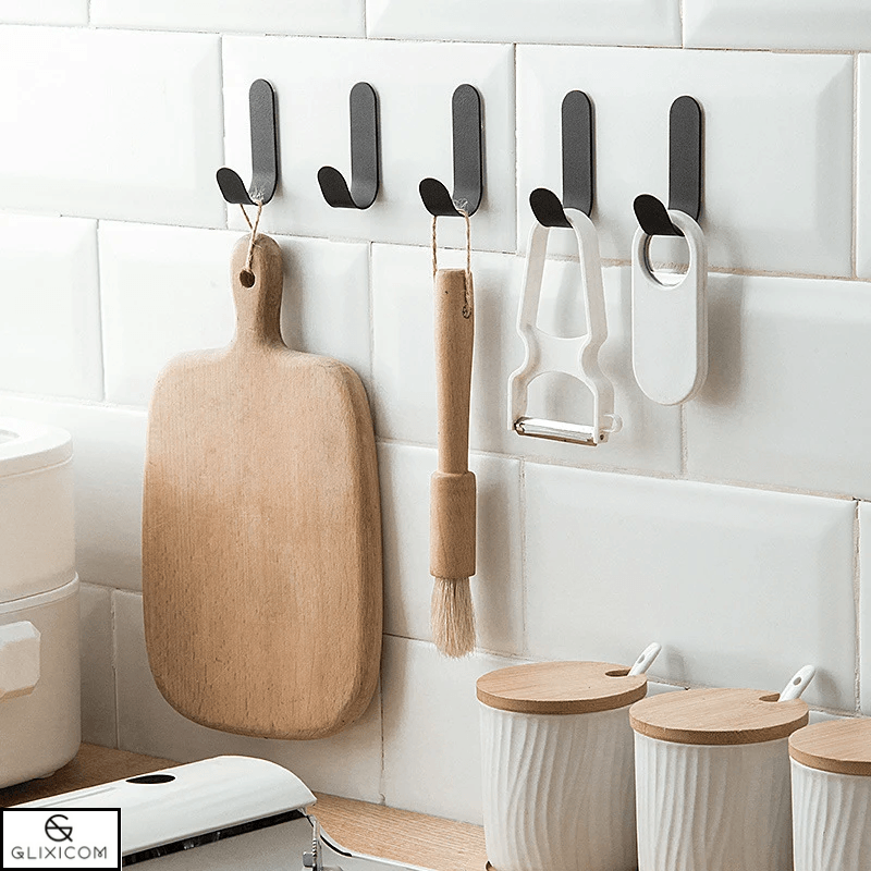 Cuier Autoadeziv din Otel Inoxidabil Multifunctional Tip Agatatoare Glixicom 6 Bucati Negru — imaginea 16