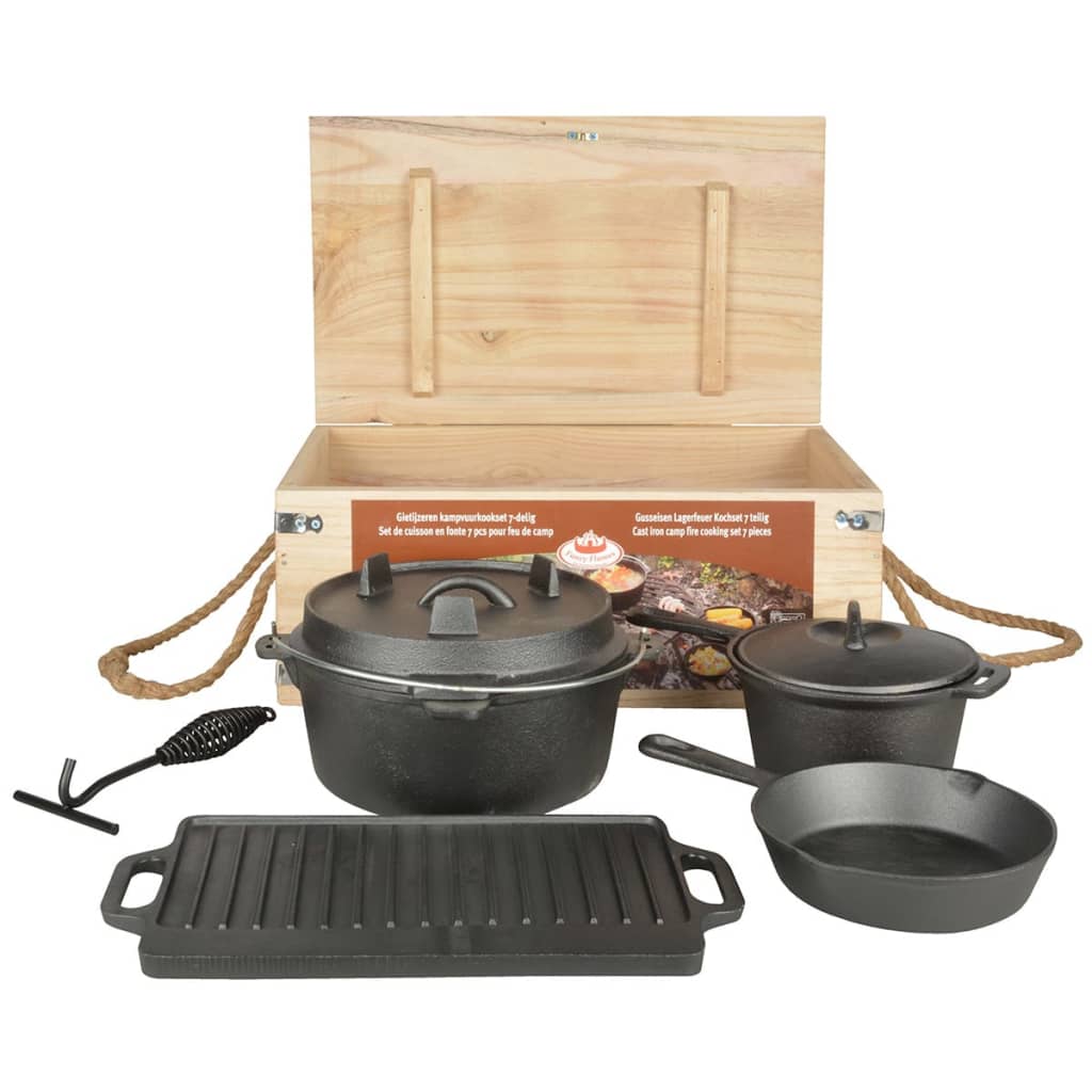 Esschert Design Set de gatit pentru camping, 7 piese, negru, FF240