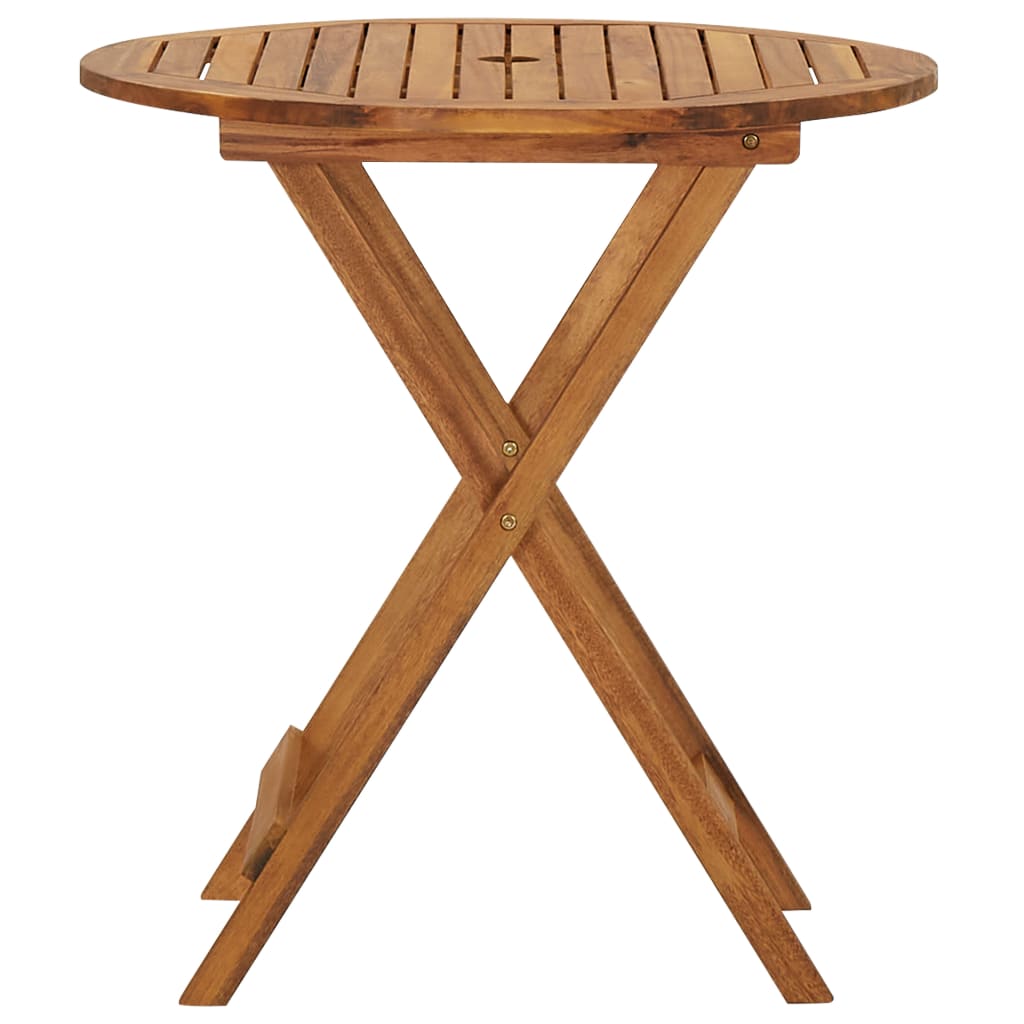 Set mobilier gradina, pliabil, 3 piese, lemn masiv acacia, mărime 70 cm, model without armrests, formă rotund — imaginea 3