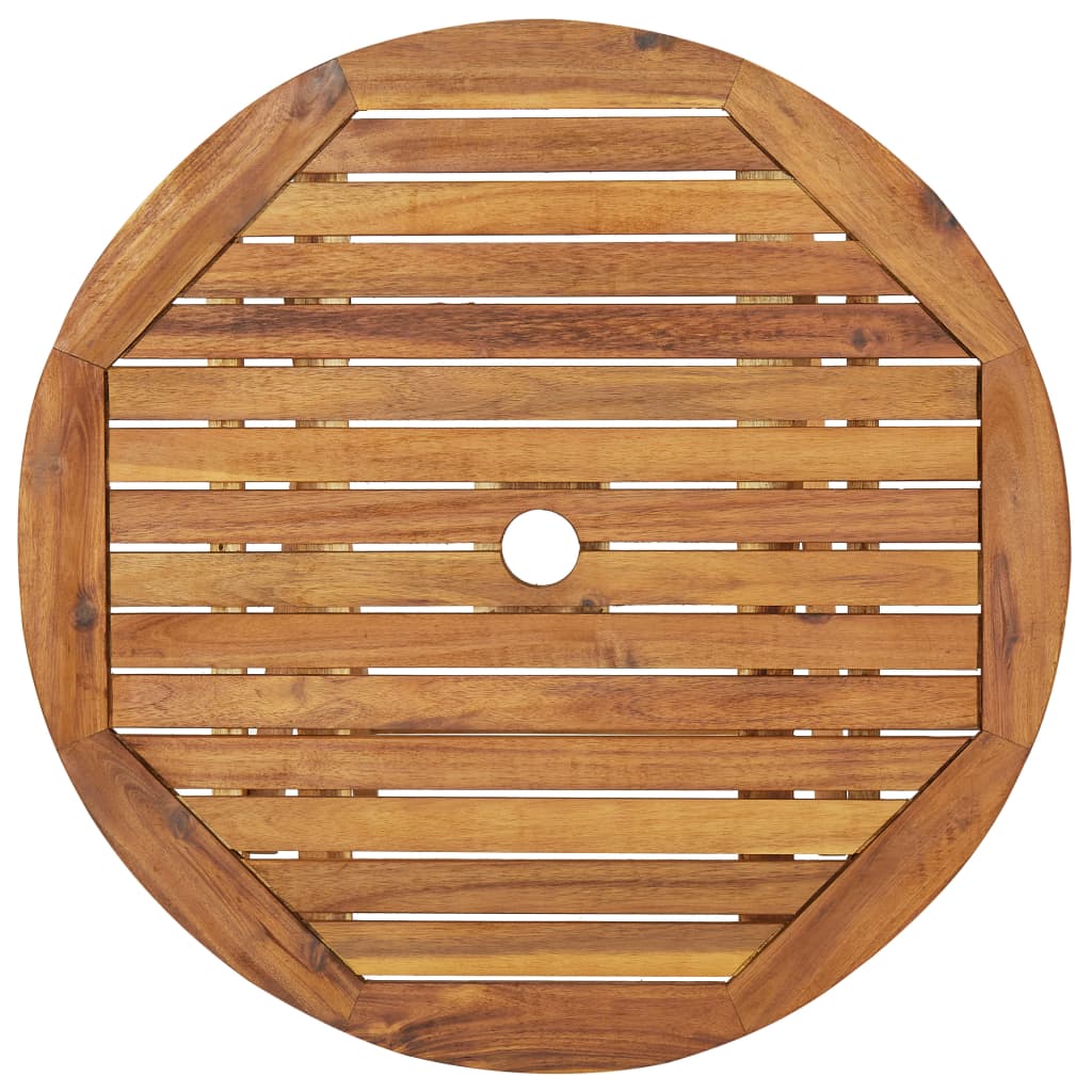 Set mobilier gradina, pliabil, 3 piese, lemn masiv acacia, mărime 70 cm, model without armrests, formă rotund — imaginea 5