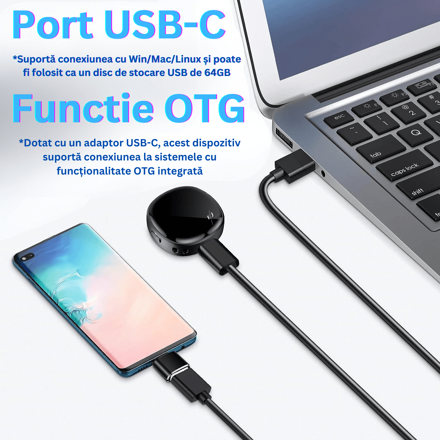 Mini reportofon digital cu microfon ascuns magnetic, activare vocala, MP3 Player, 64GB - Z13
