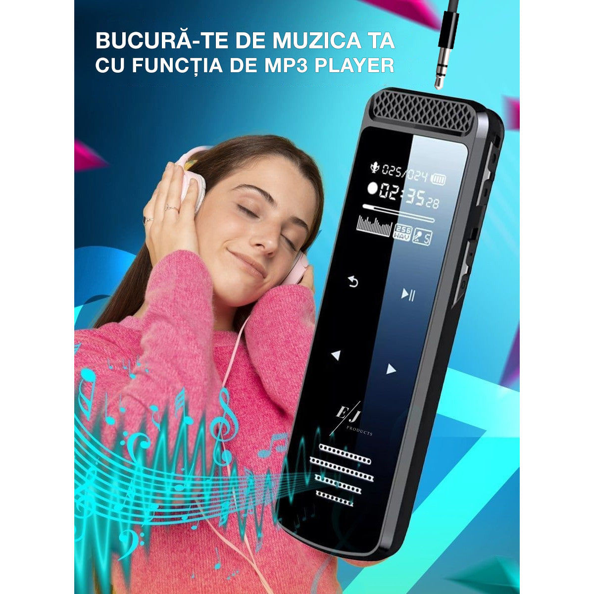Reportofon profesional cu activare vocala, Q55, 8 GB, difuzor, MP3 - imagine 8