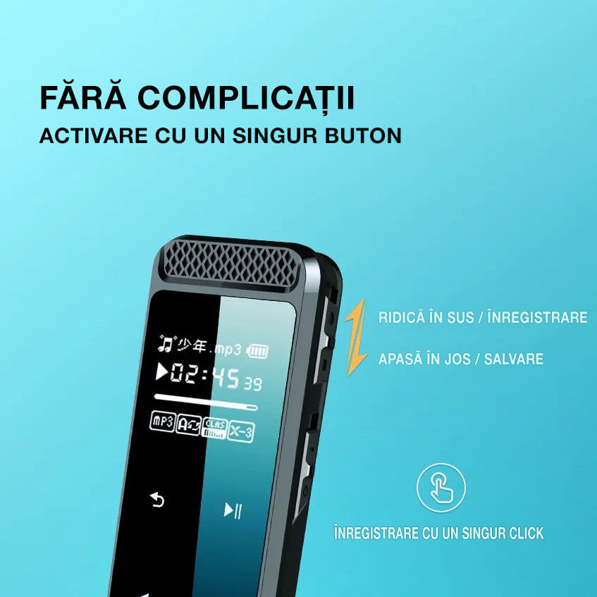 Reportofon profesional cu activare vocala, Q55, 8 GB, difuzor, MP3 - imagine 11